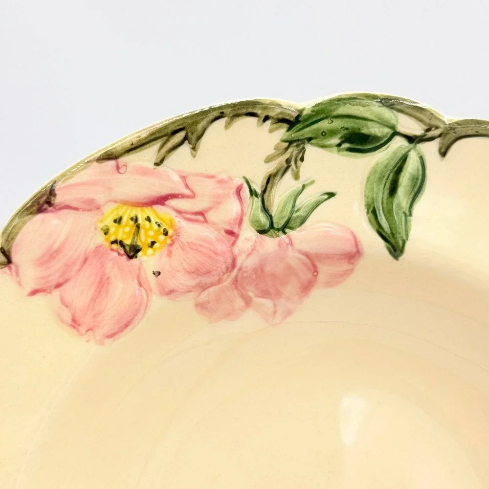 VTG Franciscan Desert Rose Rimmed Soup Bowl California USA Hand Decorated